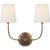 Vendome Double Sconce in Hand-Rubbed Antique Brass with Linen Shades Designer: Thomas O'Brien Finish: Hand-Rubbed Antique...
