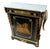 French Louis XVI Style Black Commode – Marble Top, Gold Leaf & Ornate Decorative Inlay For Sale