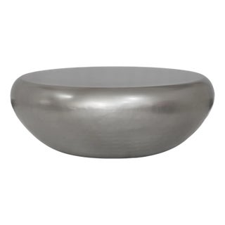 Pasargad Home Helios Drumm Shape Coffee Table, Silver For Sale