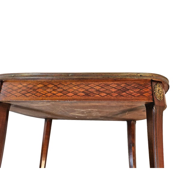 French Louis XV Style Marquetry Side Table With Bronze Accents, Circa 1900 For Sale - Image 12 of 14