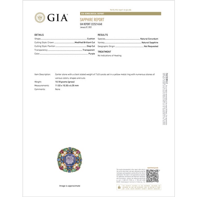 Gia Natural 11.84cts vs F Diamond No Heat Sapphire Ruby Emerald 18k Gold Dinner Cocktail Ring, Size 6.75 For Sale - Image 13 of 13