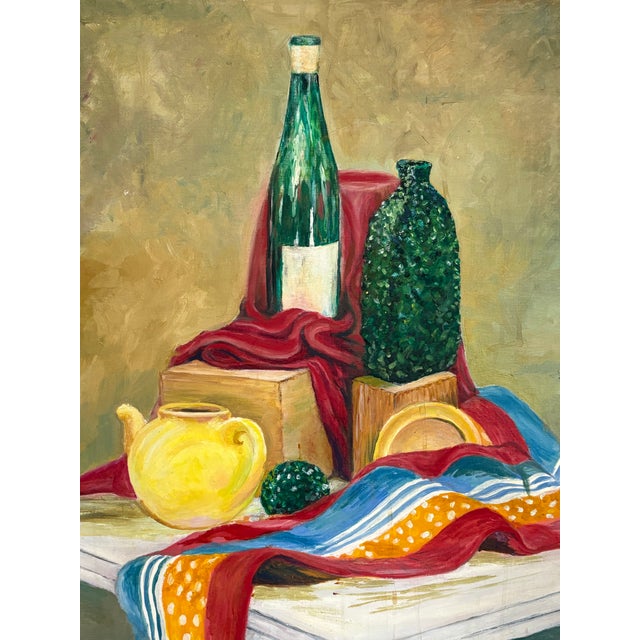 The art student who pained this Still life was very good at painting fabric and everything else reads with good execution,...