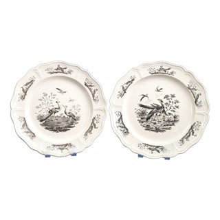 Creamware Liverpool Birds Plates from Leeds Pottery of Hunsle, 1770s, Set of 2 For Sale