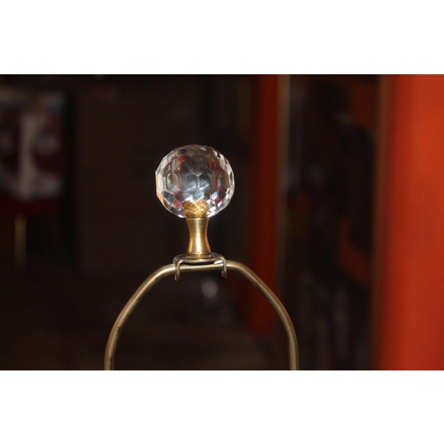 Glass Mid Century Modern Waterford Crystal Herringbone Pattern Table Lamps Set of 2 For Sale - Image 7 of 9