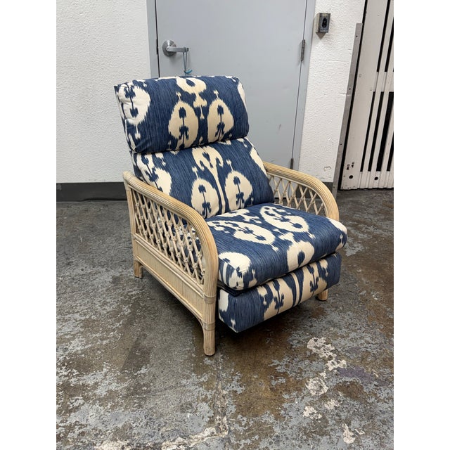 Design Plus Gallery presents a Circa 1990's 4147 High-Lounger Recliner from Bradington Young. The chair has a rattan-style...