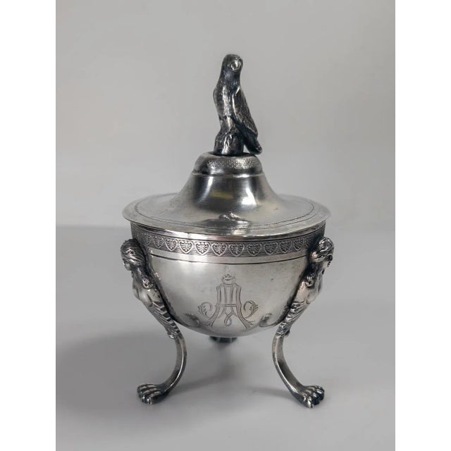 19th Century 19th Century German Hanau 900 Silver Bowl With Figures and Eagle Finial For Sale - Image 5 of 18