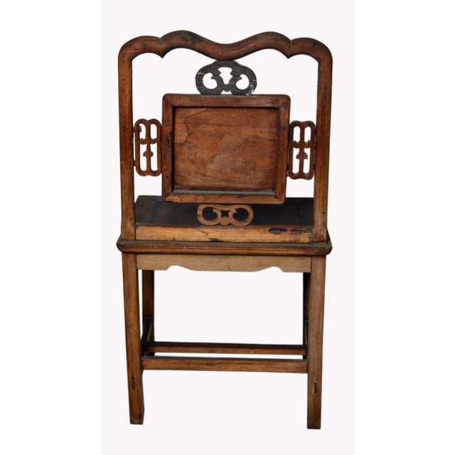 Chocolate Yumu Wood Chinese Chair With Hand-Carved Décor and Lacquered Finish For Sale - Image 8 of 9