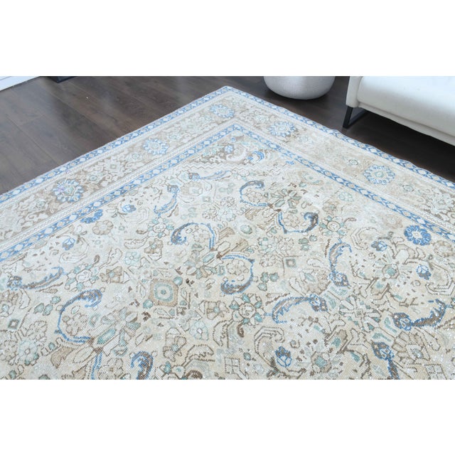 1970s 1970s Vintage Persian Handmade Wool Cotton Light Beige Area Rug For Sale - Image 5 of 11