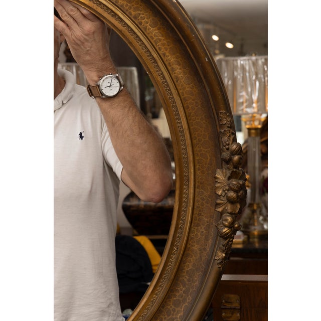 19th Century Oval American Sand Gilt Oval Portrait Frame For Sale - Image 4 of 6