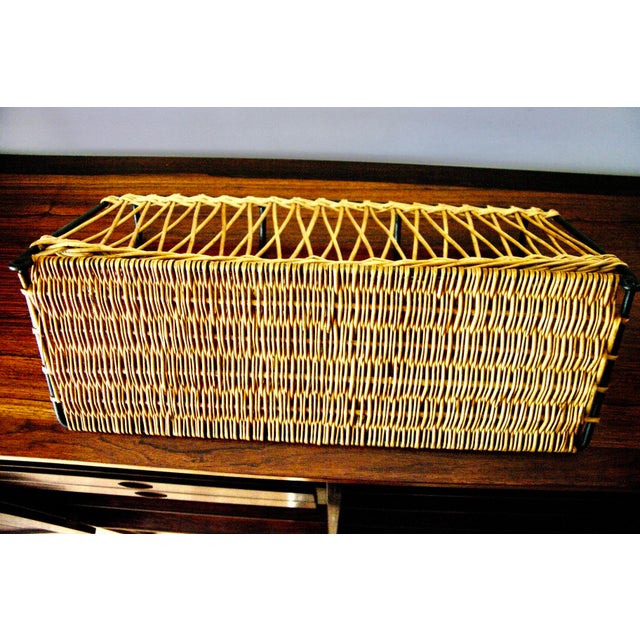 Gold Wicker and Wrought Iron Coat Rack attributed to Jacques Adnet, 1960 For Sale - Image 8 of 10