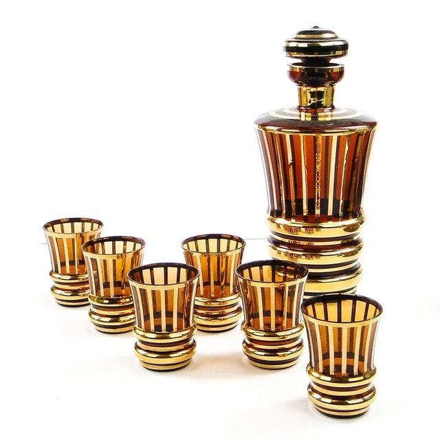 Czechoslovakian Pop Art Liquor Set from Kamenicky Senov, 1950s, Set of 7 For Sale - Image 10 of 13