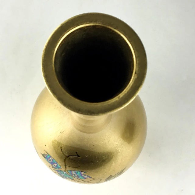 Gold Leaf Hand Painted Asian Lacquer Vase For Sale - Image 9 of 11