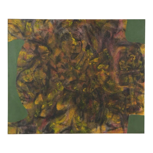 Mid 20th Century Original Modern Abstract Figurative Nude Olive Green Acrylic Painting by Don Stacy For Sale