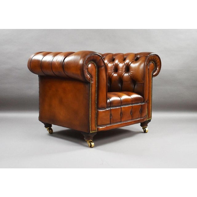 Vintage Chesterfield Club Chairs in Brown Leather, 1930, Set of 2 For Sale - Image 6 of 12