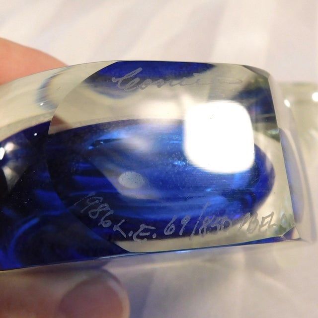 Glass 1980s Blue Steven Correia Perfume Bottle For Sale - Image 7 of 7