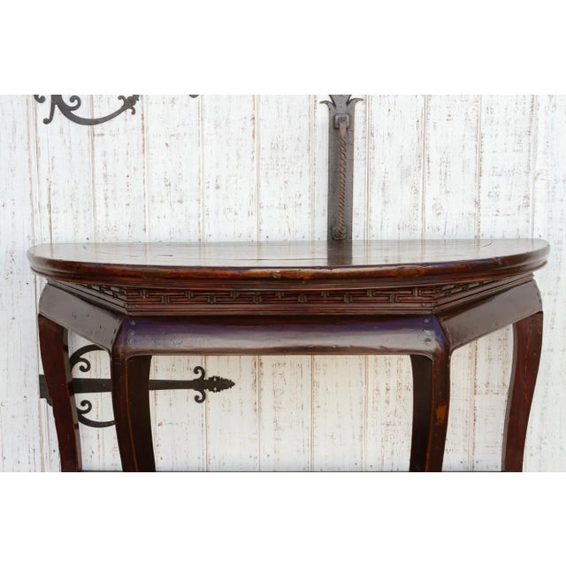 Antique Chinese Demilune Console For Sale - Image 4 of 11