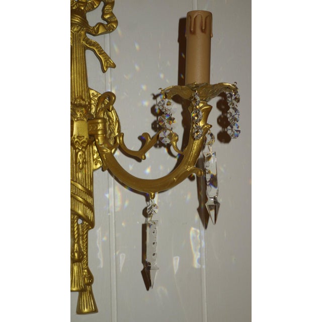 Traditional Vintage Brass and Lead Crystal Wall Lamp from Palwa, 1950s For Sale - Image 3 of 10