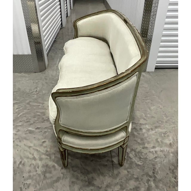 Antique Louis XVI Style Venetian Italian Curved Settee Sofa For Sale - Image 10 of 12
