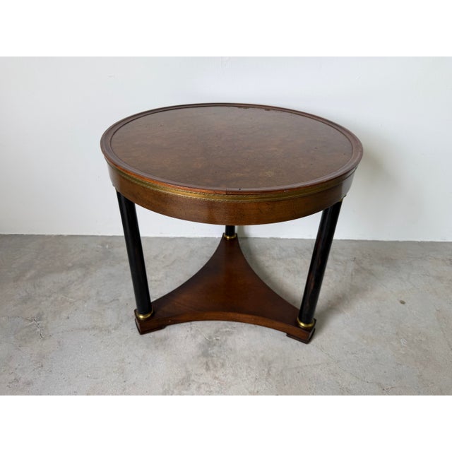 Hollywood Regency Vintage French Empire Style Side Table With Burlwood Top by Old Colony Furniture For Sale - Image 3 of 12