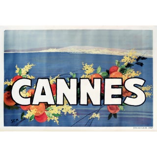 1930s Original French Travel Poster, Cannes - Sem - Linen-Backed For Sale