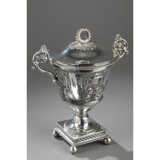 Traditional French Restoration Era Silver and Crystal Candy Dish For Sale - Image 3 of 18