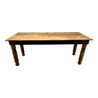 Mid 20th Century Vintage Reclaimed Plank Wood Farmhouse Dining Table For Sale