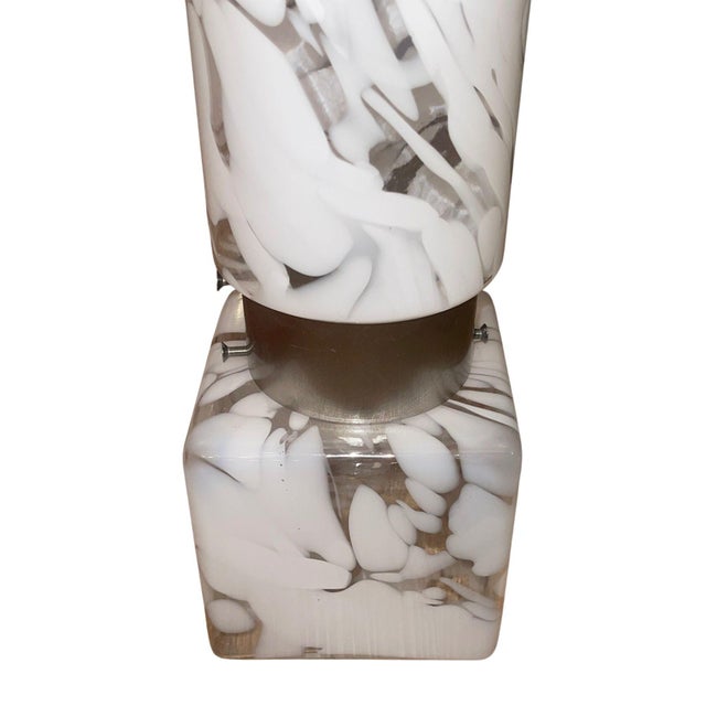 1970s 1970's Murano Art Glass Single Wall Sconce in White Mottled Glass For Sale - Image 5 of 8