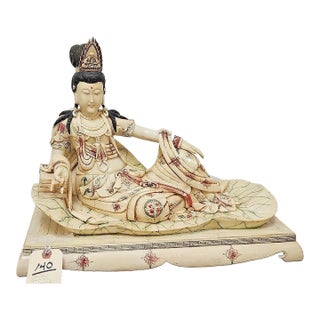 Chinese Reclining Guanyan Made of Bone & Bone Tiles For Sale