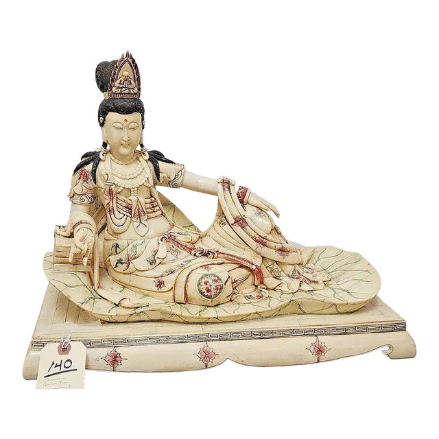 Chinese Reclining Guanyan Made of Bone & Bone Tiles For Sale