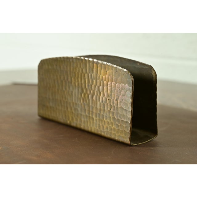 Roycroft Arts & Crafts Brass Finished Hammered Copper Letter Rack For Sale - Image 12 of 12