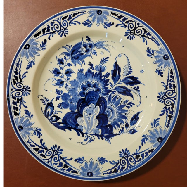 Vintage Delft Decorative Handmade Platter For Sale - Image 4 of 4