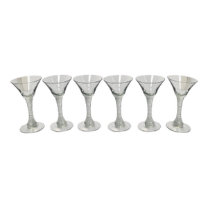 Vintage Aperitif Handblown Crystal Glasses - Set of Six -
