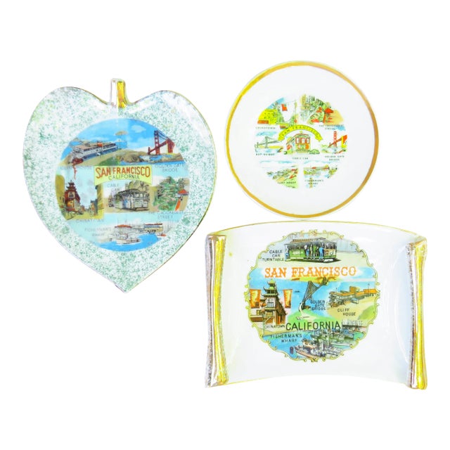 Midcentury San Francisco California Souvenir Plate Collection, Set of 3 For Sale