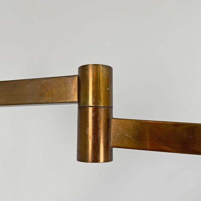 Art Deco Italian Brass Floor Lamp with Adjustable Arm and Dark Marble Base, 1940s For Sale - Image 9 of 18