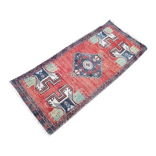 1970s Vintage Turkish Handmade Rug - 1′7″ × 3′7″ For Sale