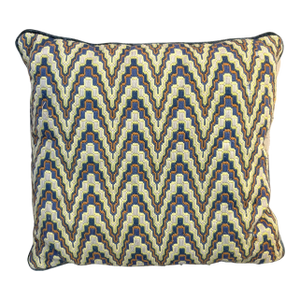 Blue/Multicolored Woven Flamestitch Pillow