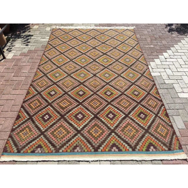 Vintage Turkish Kilim Rug - 72.5" X 126" For Sale - Image 11 of 11