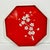 Mid-Century Boho Chic Octagonal Shaped Plastic Serving Tray With Cherry Blossom Design For Sale - Image 4 of 14