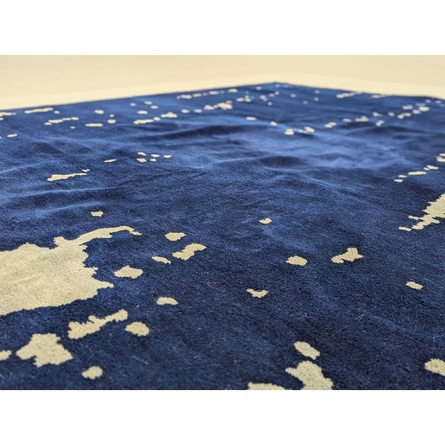 Vintage Blue Rug in Wool For Sale - Image 10 of 17