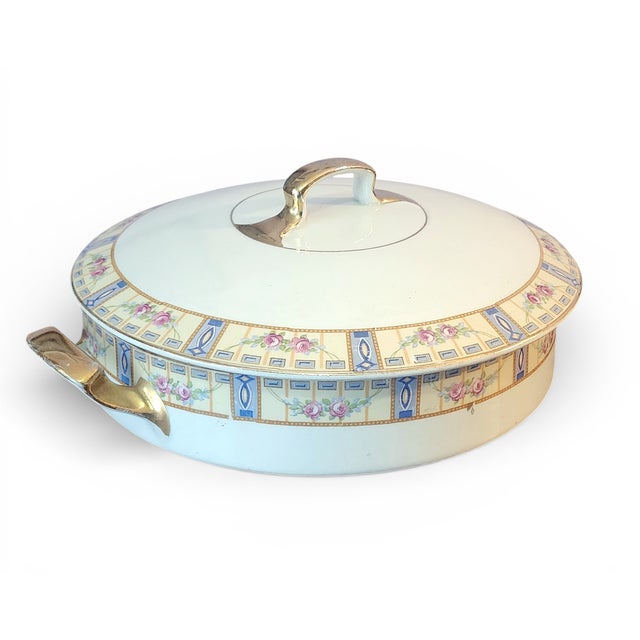 Art Deco Antique J & G Meakin Hanley England Candida Round Covered Vegetable Casserole Bowl W Lid 1920s For Sale - Image 3 of 10