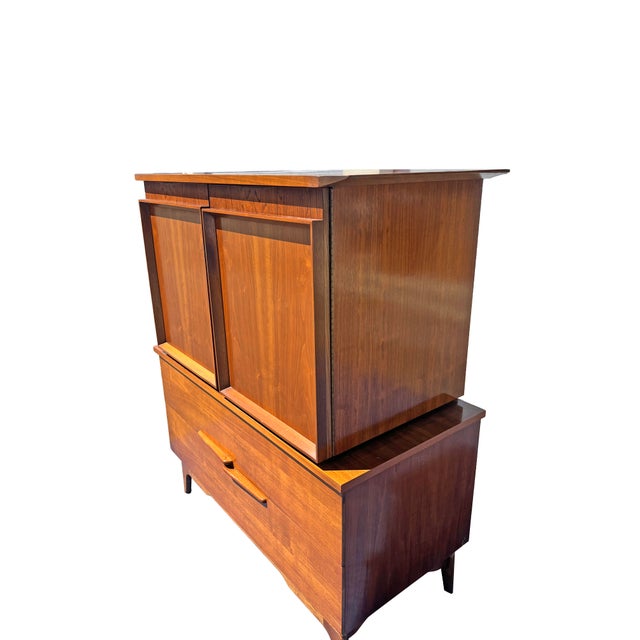 Mid Century Modern Vintage Tall Dresser High Boy Floating Design Parvin Style For Sale - Image 11 of 12