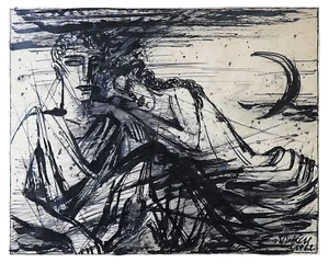 Emil Betzler, Legend, German Expressionist Ink Painting