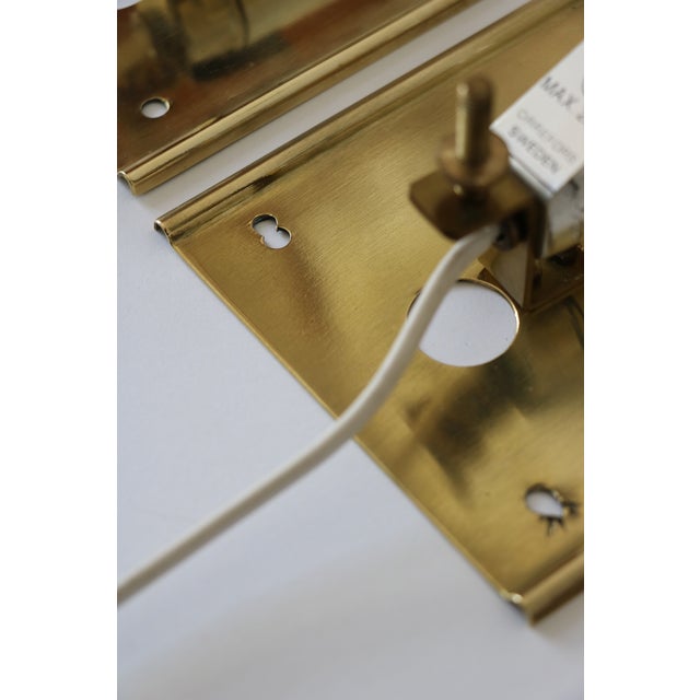Glass and Brass Wall Lights by Carl Fagerlund for Orrefors, 1960s, Set of 2 For Sale - Image 9 of 18