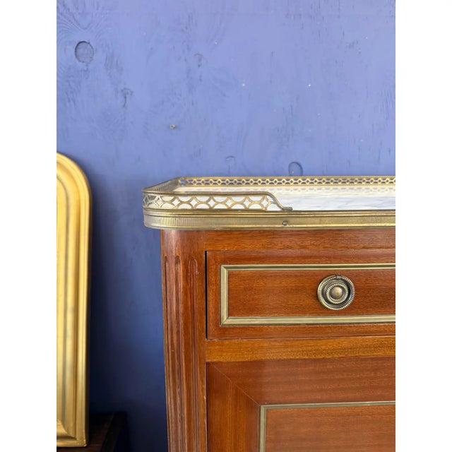 Sienna 19th Century French Louis XVI Mahogany Secretary Desk Carrara Marble Top For Sale - Image 8 of 14
