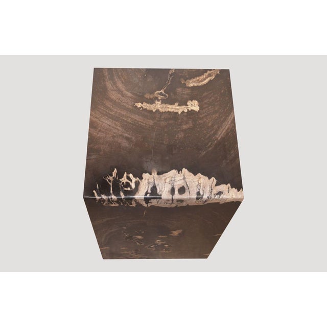 Andrianna Shamaris Minimalist Petrified Wood Side Table For Sale - Image 4 of 18