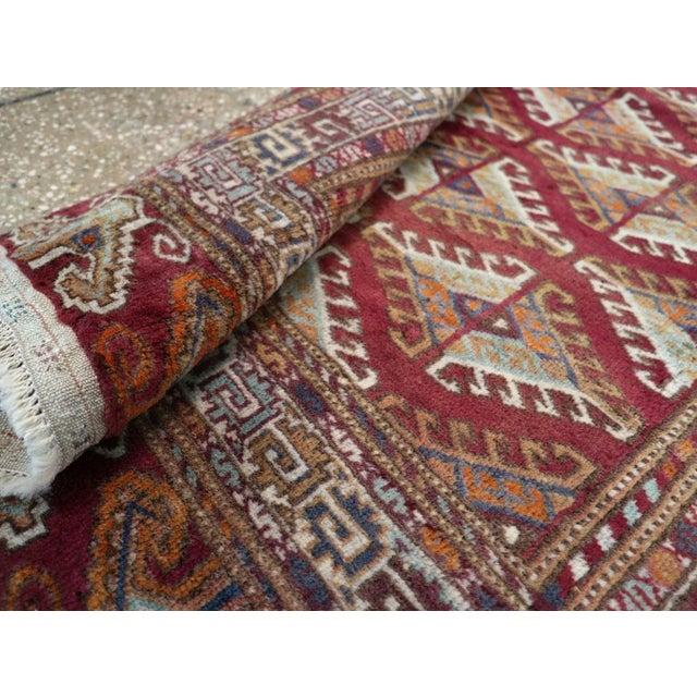 Burgundy Galerie Shabab Collection Mid-20th Century Central Asian Tekke Throw Rug For Sale - Image 8 of 8
