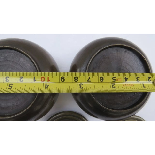 Metal Chinese Bronze Lidded Pot Incense Ink - A Pair For Sale - Image 7 of 13