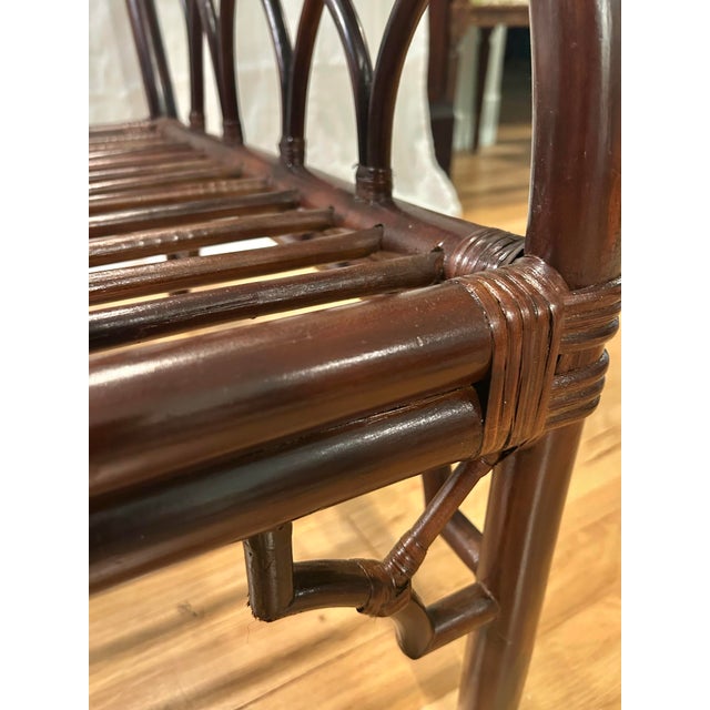 Vintage Very Large Chinoiserie Wrapped Rattan Wingback Chair in the Style of Ficks-Reed For Sale - Image 9 of 12