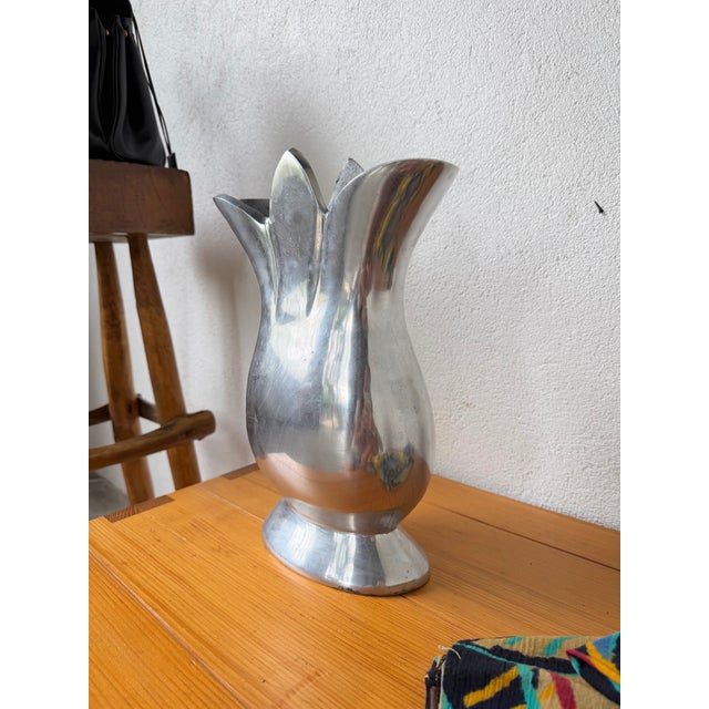 Metal Vintage Vase in Aluminum, 1970s For Sale - Image 7 of 17
