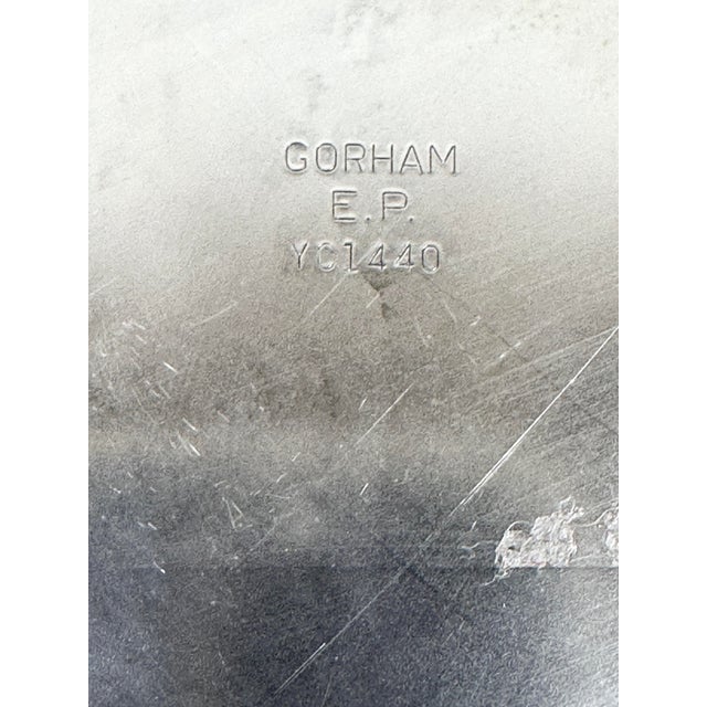 Metal Vintage Floral Design Silver Plated Serving Tray For Sale - Image 7 of 8